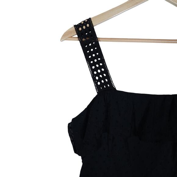 J. Crew Womens Dress 0 Black Midi Swiss Dot Ruffle Sleeveless A Line Flowy NWT - Picture 4 of 14